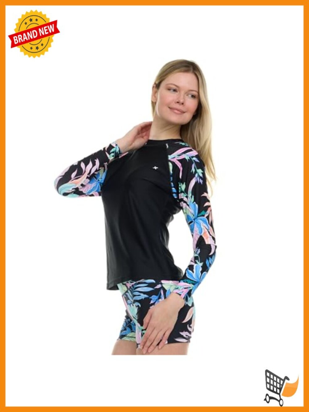 Hurley Women's Long Sleeve Rash Guard & Swim Shorts Set UPF 50+ Sun Protection - Picture 3 of 6